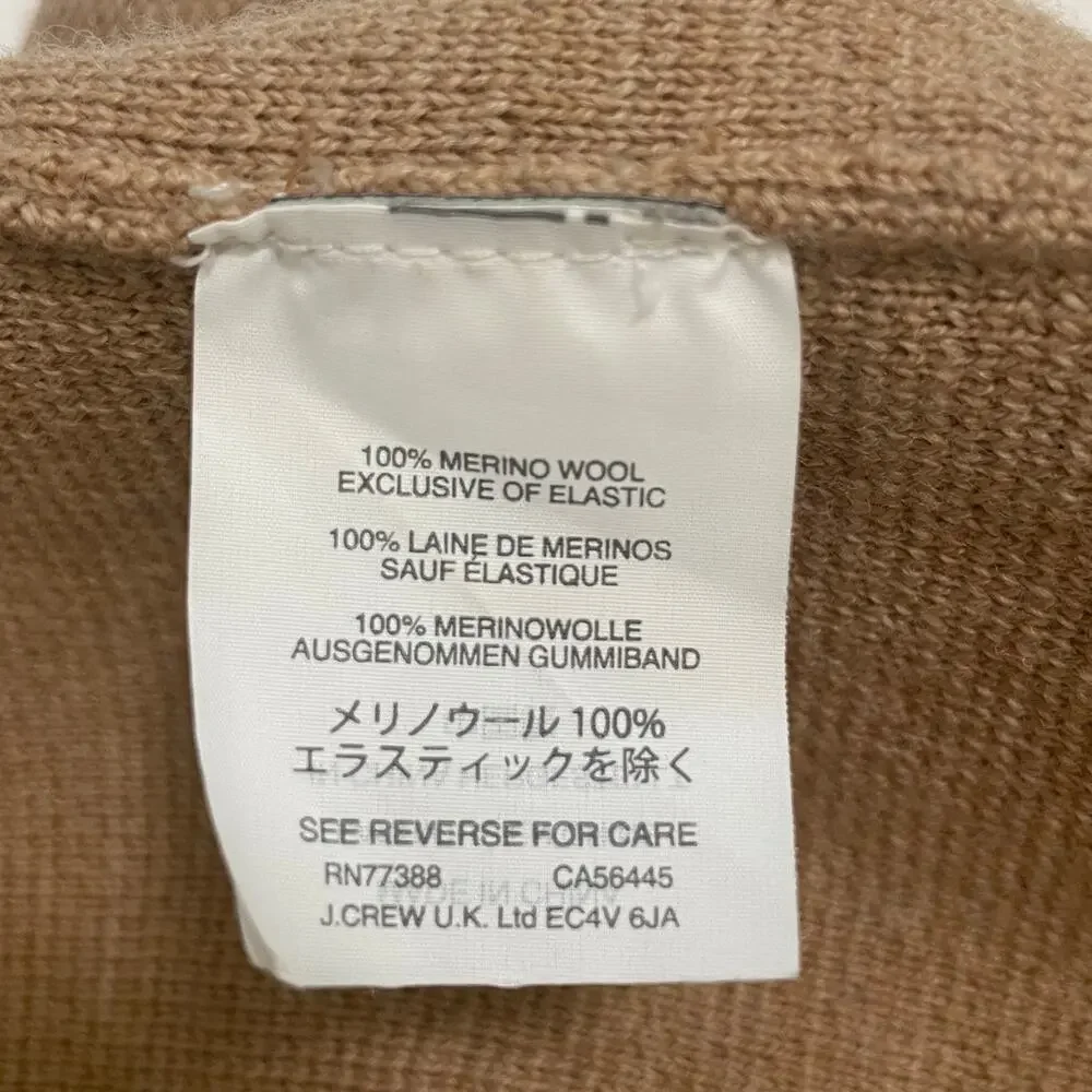J. Crew Knit Sweater Blazer XS Tan Merino Wool Oversized Open Front Preppy Work